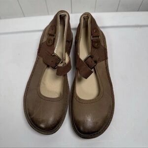 Weinbrenner Mary Janes Brown Leather Buckle Strap Shoe Boho Cottage Prairie 37/6